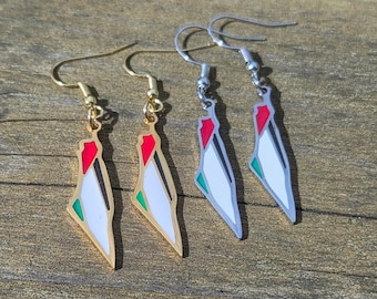 Palestine Map Earrings – 18K Gold Plated or Silver – Stainless Steel Jewelry
