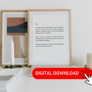 Jersey Shore "The Letter" Impresión de descarga digital - Snooki y JWOW -PDF PNG - archivo digital
