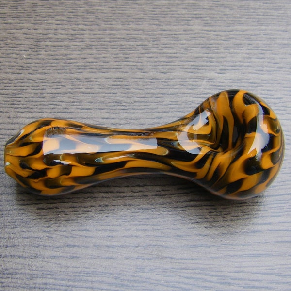 Glass Pipe Orange Black 4 Inch Chunky Smoking Bowl