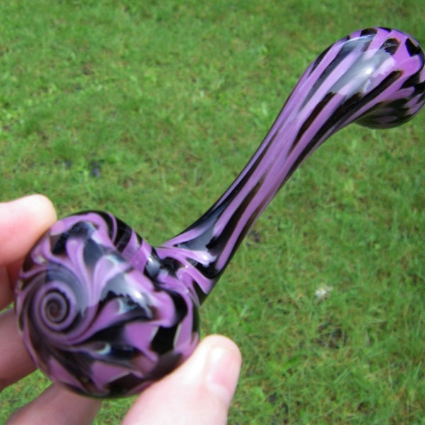 Pipe en verre Noir Violet Sherlock Chunky Bol à fumer coloré