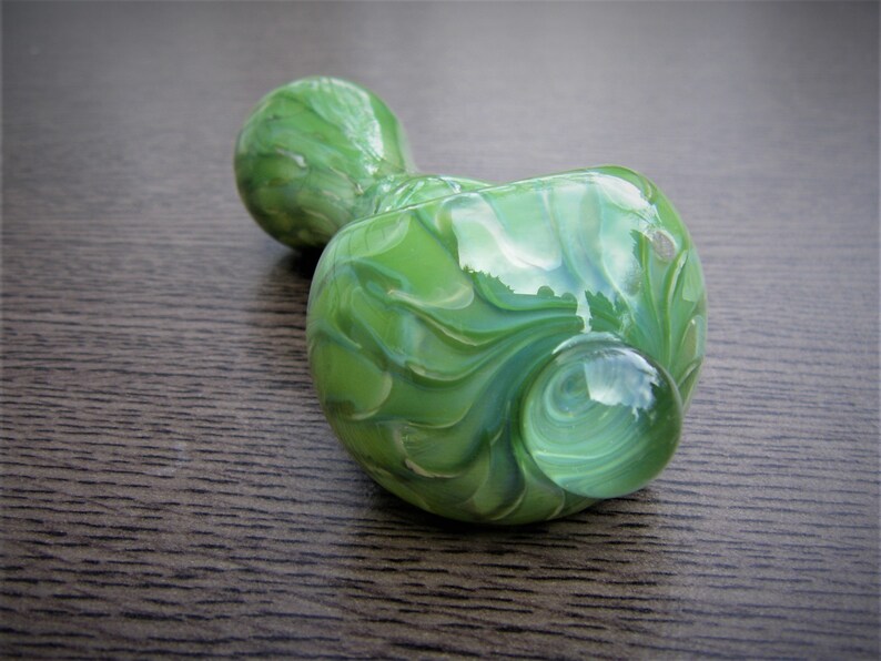 Glass Pipe Jade Green Solid Color Large Chunky Colorful Smoking Bowl