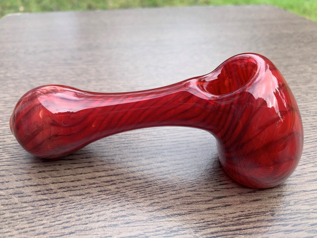 Large Droop Hammer Glass Pipe Red Chunky Colorful Smoking Bowl - Etsy