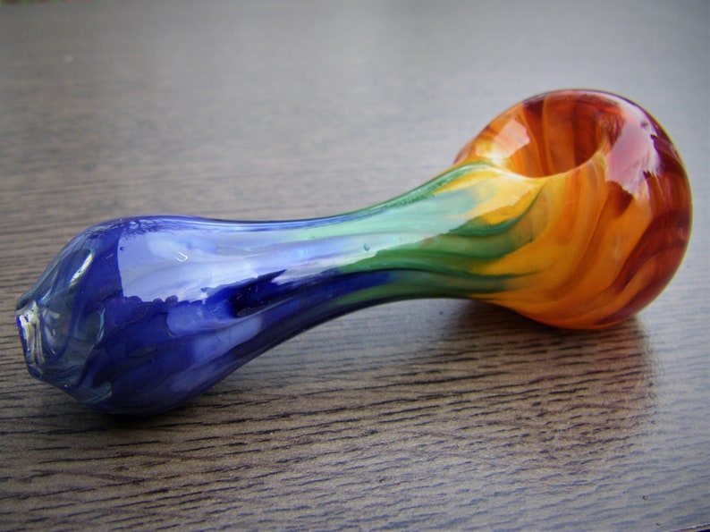 Rainbow Pipe 3 Glass Pipe Unique Chunky Colorful Smoking Bowl Etsy
