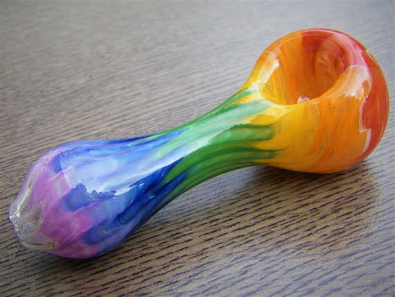 Rainbow Pipe 1 Glass Pipe Unique Chunky Colorful Smoking Bowl 