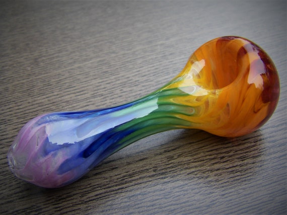 Rainbow Pipe 1 Glass Pipe Unique Chunky Colorful Smoking Bowl 