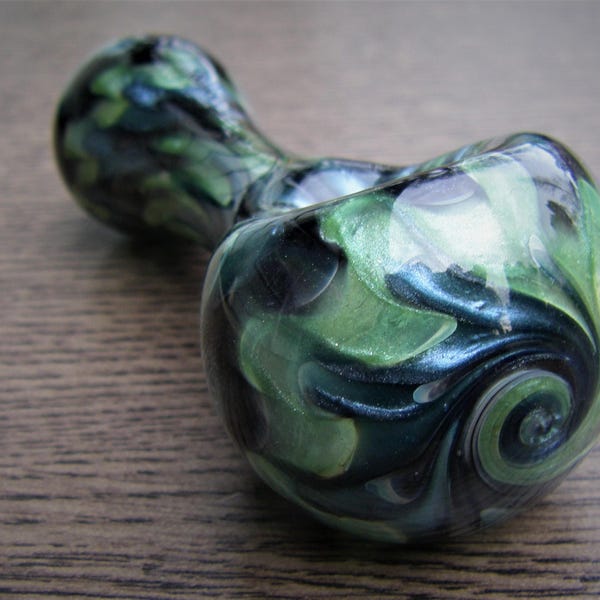 Large Glass Pipe Black - Sparkly Green - Sparkle Silver Blue Chunky Colorful Large Bowl Smoking Bowl