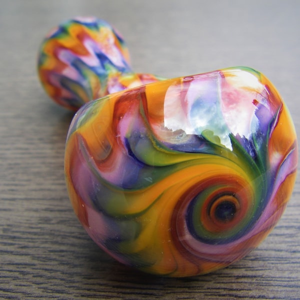 Rainbow Tie Dye Pipe #1 Glass Pipe Tie Dye Spiral Chunky Colorful Unique Smoking Bowl