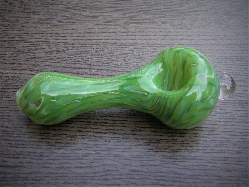 Glass Pipe Jade Green Solid Color Large Chunky Colorful Smoking Bowl