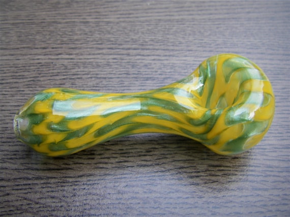 tobacco bowl glass Glass Pipe Sparkle Green - Yellow Chunky Colorful Smoking Bowl