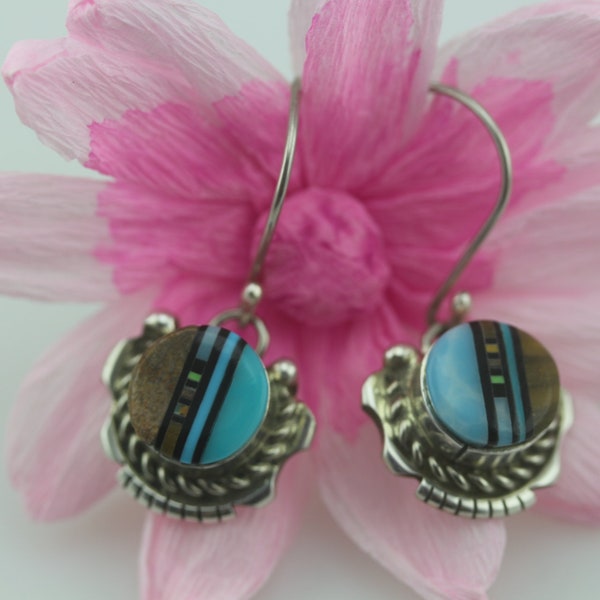 Handmade Multistone Earrings by Native American Navajo Artist