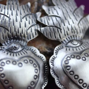 Handmade Sacred Heart Earrings by Award Winning Artist Carlos Ortega, Matte