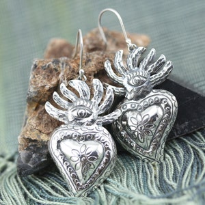 Handmade Sacred Heart Earrings by Award Winning Artist Carlos Ortega