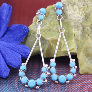 Turquoise Handmade Earrings from Zuni Pueblo by Ema Eslalio