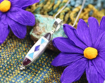Handmade Navajo Pendant by James Chee, Multistone