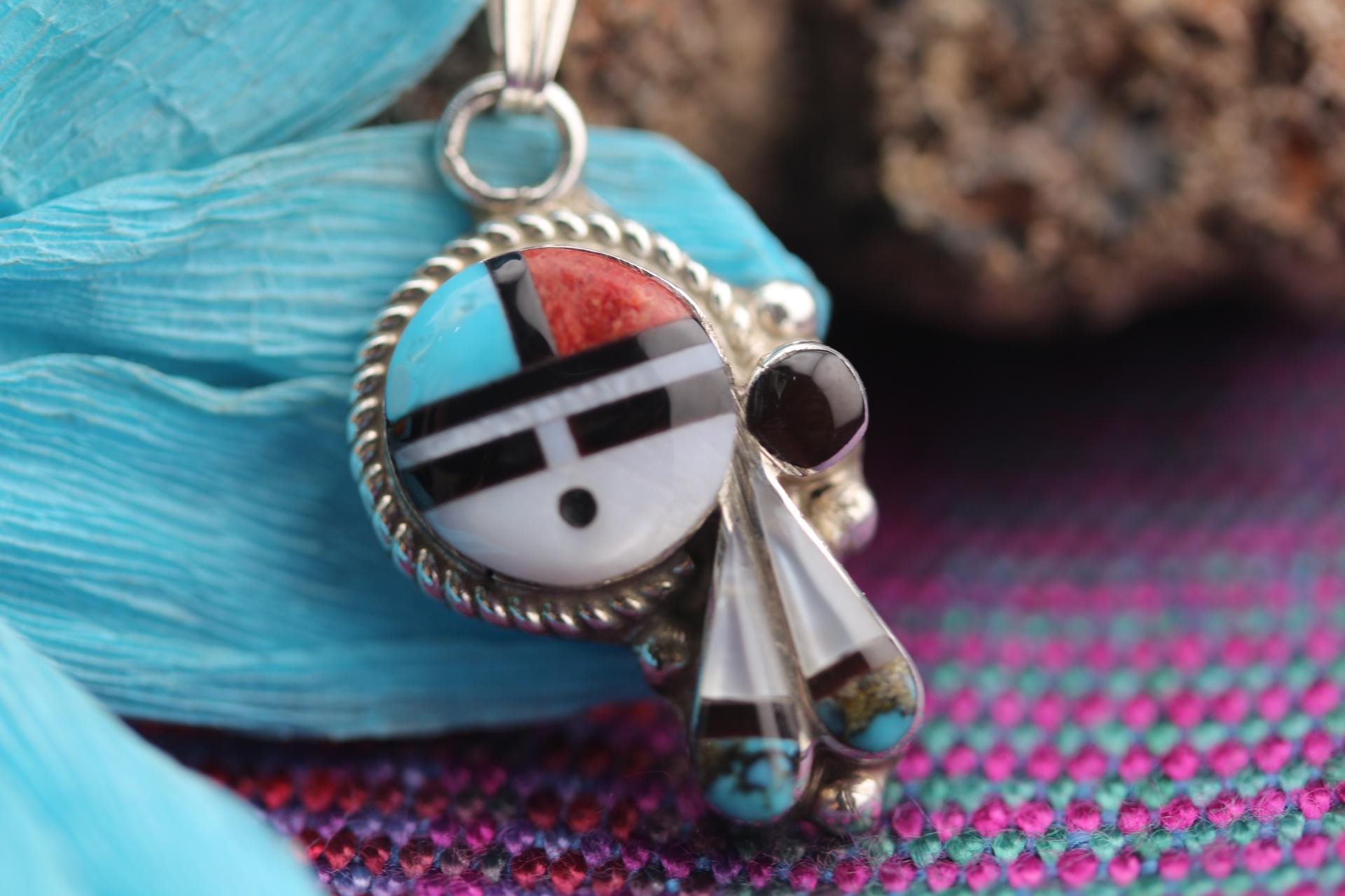 Handmade Pendant by Native American Zuni Pueblo Artist Ruth 