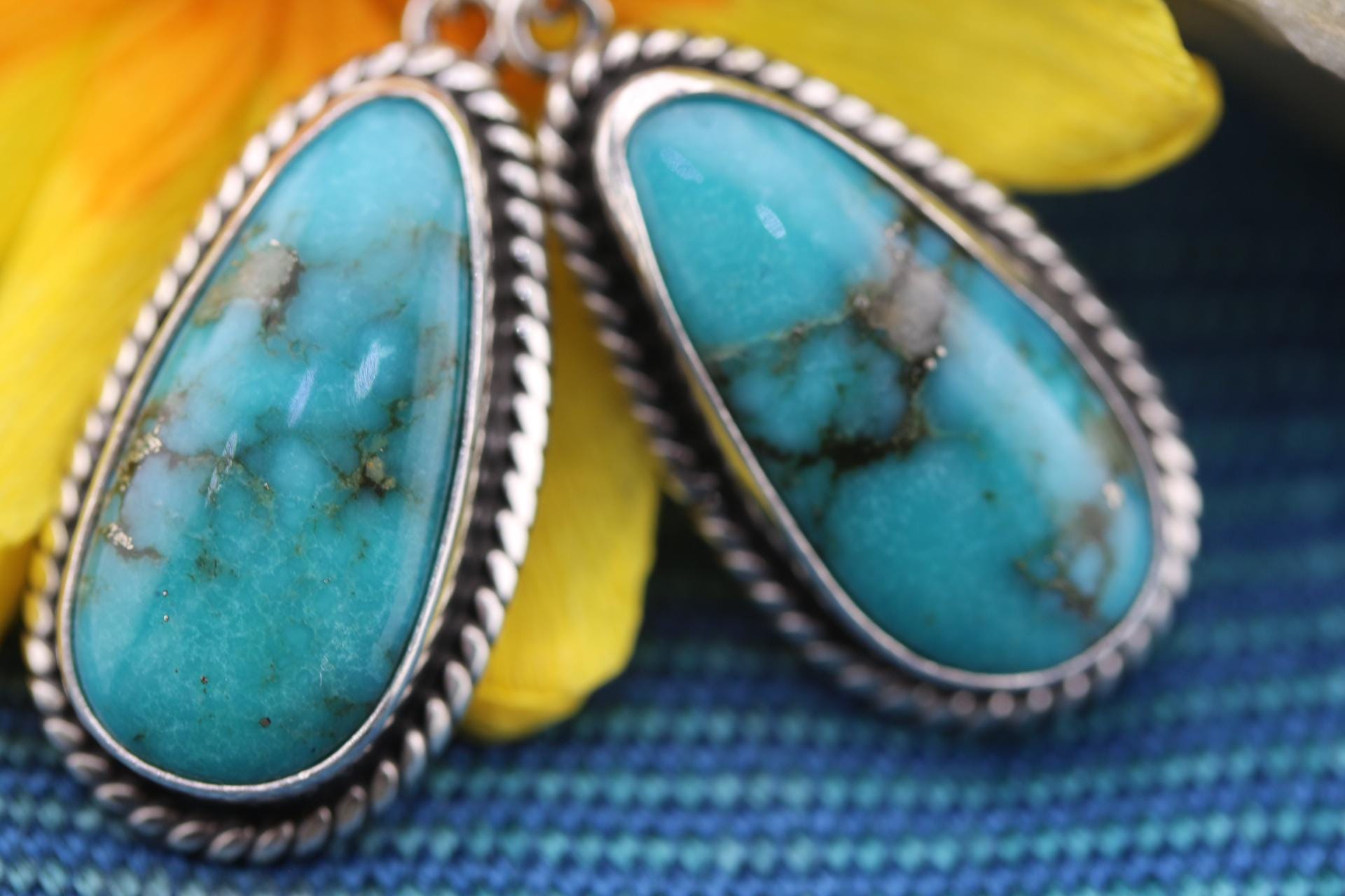 Handmade Turquoise Earrings by Native American Navajo Artist Byron