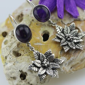 Handmade Earrings in Sterling Silver and Amethyst