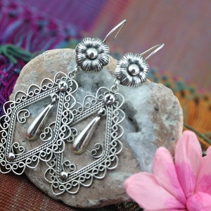 Handmade Flower Filigree Earrings by Award Winning Artist Carlos Ortega