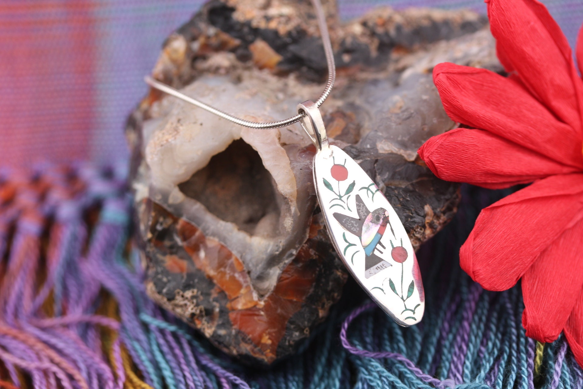 Native American Handmade Pendant by Zuni Pueblo Artist S&E Guardia 