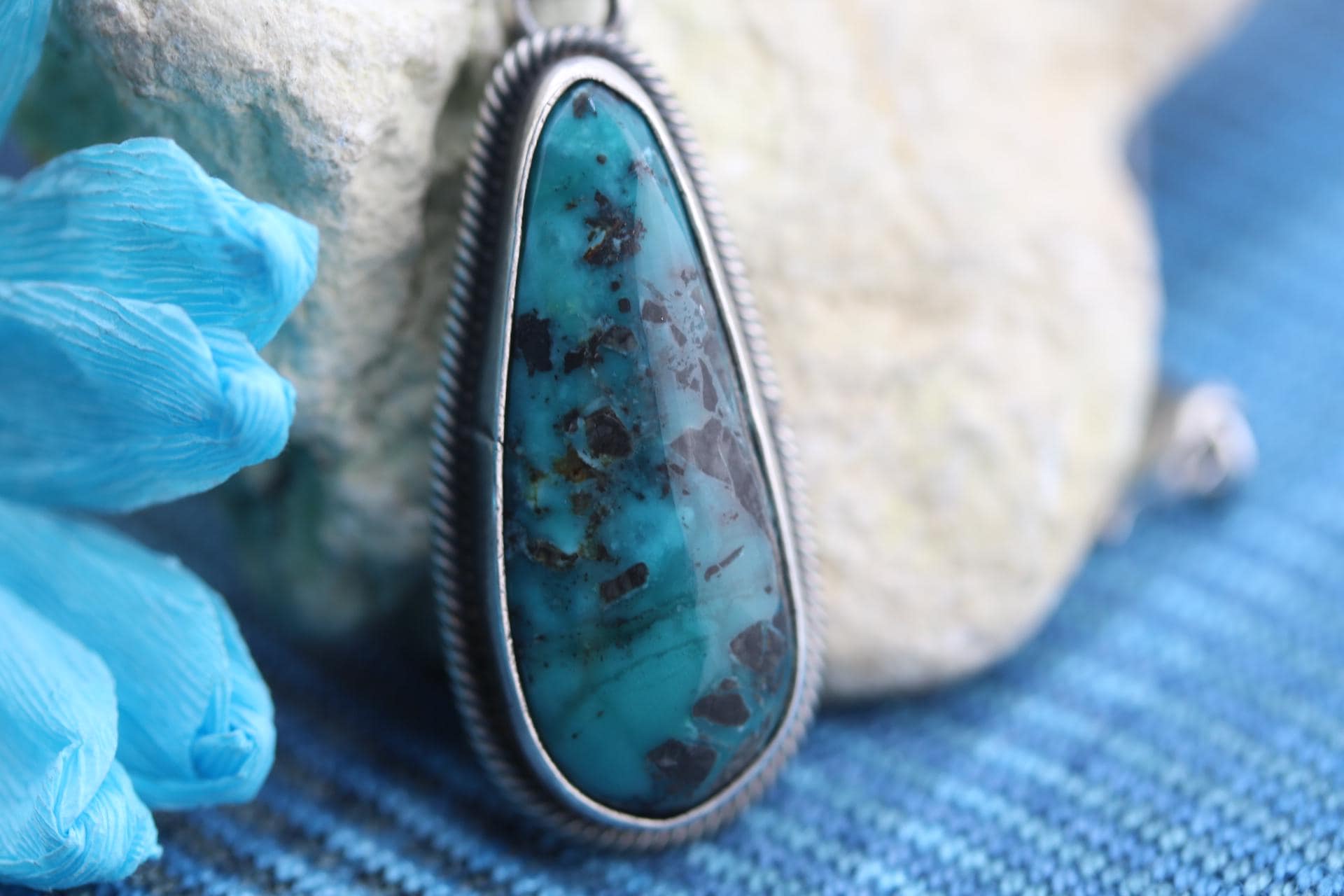 Handmade Turquoise Native American Pendant by Navajo Artist Scott