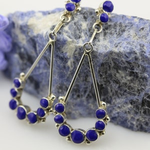 Lapis Lazuli Earrings by Zuni Pueblo Artist Ema Eslalio