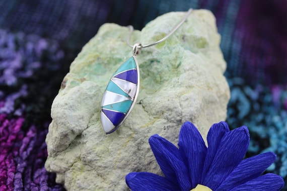Handmade Zuni Pueblo Pendant by Evelyn Mahkee, Multistone - Etsy