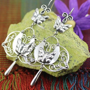 Handmade Butterfly Filigree Earrings by Award Winning Artist Carlos Ortega