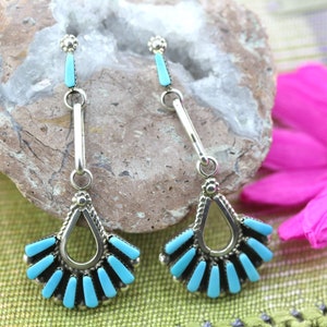 Turquoise Handmade Earrings by Zuni Pueblo Artist