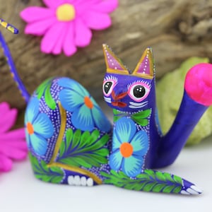Cat "Alebrije" Hand Carved and Painted by Oscar Carillo