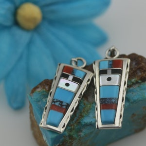 Handmade Multistone Earrings by Zuni Pueblo Artist Marchelle Panteah