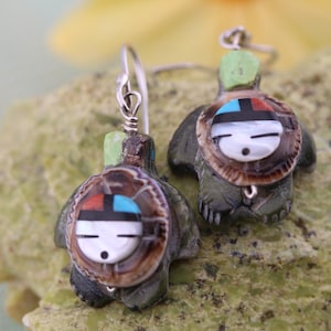 Handmade Zuni Pueblo Native American Earrings by Darren Boone, Alabaster