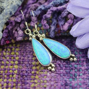 Native American Earrings Handmade by Navajo Artist Emery Spencer, Opal