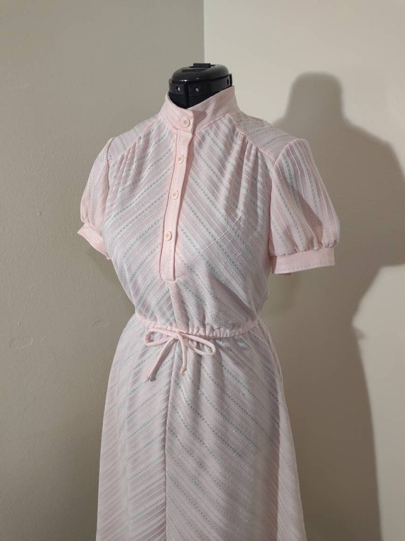 60s vintage short-sleeve  women's dress  baby pin… - image 6
