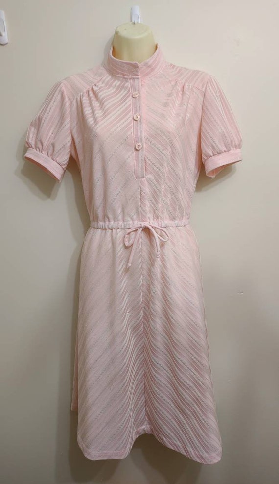 60s vintage short-sleeve  women's dress  baby pin… - image 2