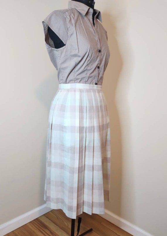 Vintage plaid summer skirt suit with puff sleeve … - image 4