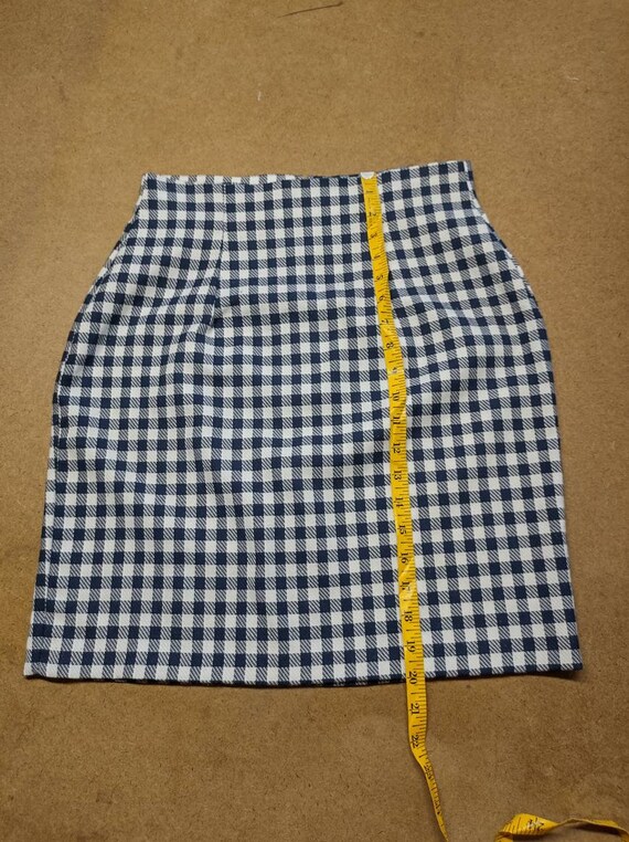 Vintage 1990s navy/ white checked miniskirt highw… - image 4