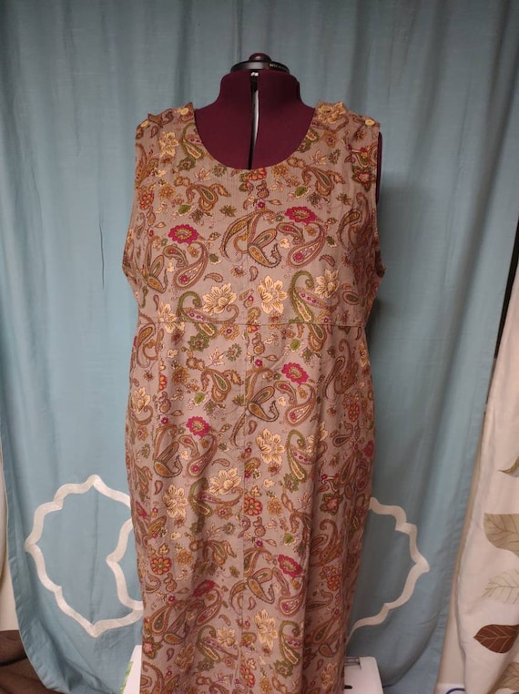 Vintage 1990s courduroy jumper dress/ paisley jump