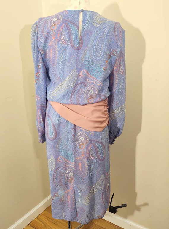 Women's vintage pastel paisley 1980s dress size m… - image 6