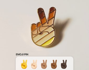 Diversity Peace Sign Hand Emoji Pin — Ethnic Unity Pin