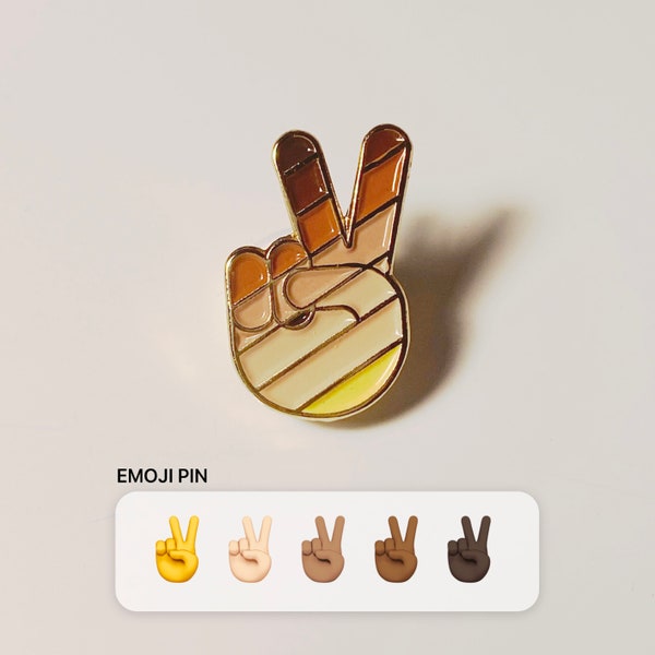 Diversity Peace Sign Hand Emoji Pin — Ethnic Unity Pin