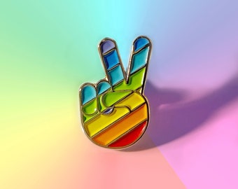 PEACE and PRIDE Rainbow Peace Emoji Pin —  LGBTQIA+ Pin