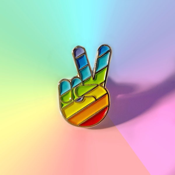 PEACE and PRIDE Rainbow Peace Emoji Pin —  LGBTQIA+ Pin