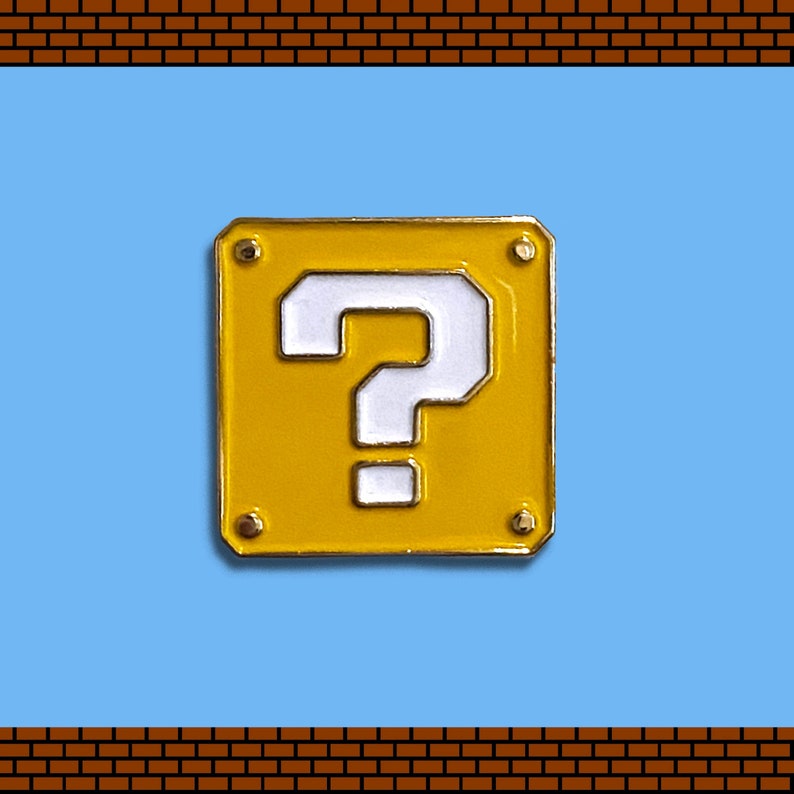 Mario Blue Question Super Mario Question Block — Retro Nintendo Gaming Enamel Pin - Etsy