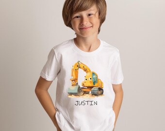 Personalized Toddler Excavator Tee, Construction Shirt for Kids,Custom Excavator Shirt,Toddler Construction Shirt,Kids Name Excavator Tshirt