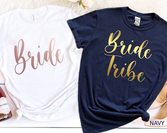 Bachelorette Shirts, Bridesmaid Tee, Bride Shirt, Bride Tribe T-Shirts, Bridesmaid Proposal, Maid of Honor T-Shirt, Wedding Party Shirts