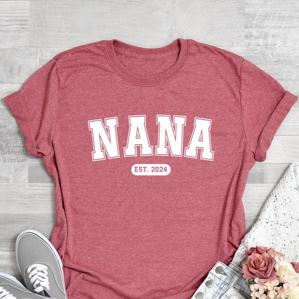 Nana Est 2024 Shirt, Customized Nana Shirt, New Grandma Shirt, Grandma Gift, Gift for Nana, Promoted To Nana, Nana Announcement Gift Shirt