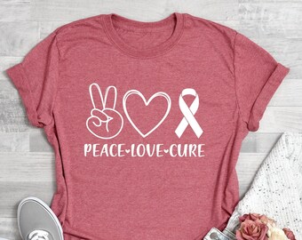 Peace Love Cure Breast Cancer Shirt, Childhood Cancer Awareness, Breast Cancer Awareness, Show Peace T-Shirt, Peace Tee, Love Shirt