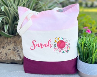 Personalized Sewing Tote Bag, Funny Sewing Bag, Sewing Lover Gift, Sewing Gifts for Grandma, Women Bag, Knitting Bag, Custom Name Sewing Bag