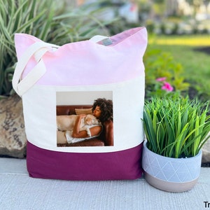 Custom Photo Canvas Bag, Custom Tote Bag, Best Gift For Family, Tote Bag With Picture, Personalized Photo Bag, Bridesmaid Gift Bag, Baby Bag