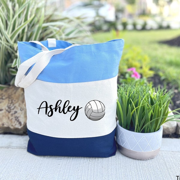 Custom Name Volleyball Tote Bag, Volleyball Canvas Bag, Personalized Tote Bag, Sports Coach Gift Bag, Gift for Volleyballer, Sport Lover Bag